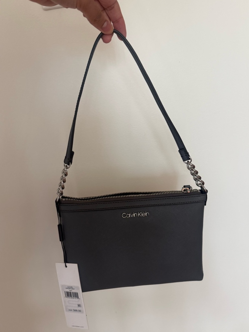NWT Calvin Klein Slate Gray Leather Purse
